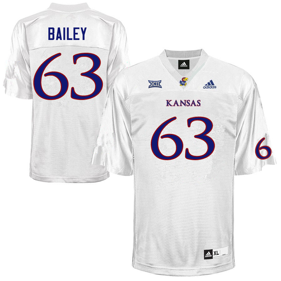 Men #63 Steven Bailey Kansas Jayhawks College Football Jerseys Sale-White - Click Image to Close